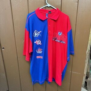 Raw Blue First Team Athletics Mens Size 2XL Blue Red Stadium Series Polo